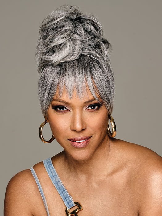 Sleek Style Bun & Bangs | Synthetic Hairpiece - Image 2