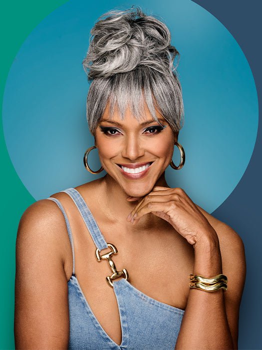 Sleek Style Bun & Bangs | Synthetic Hairpiece - Image 3