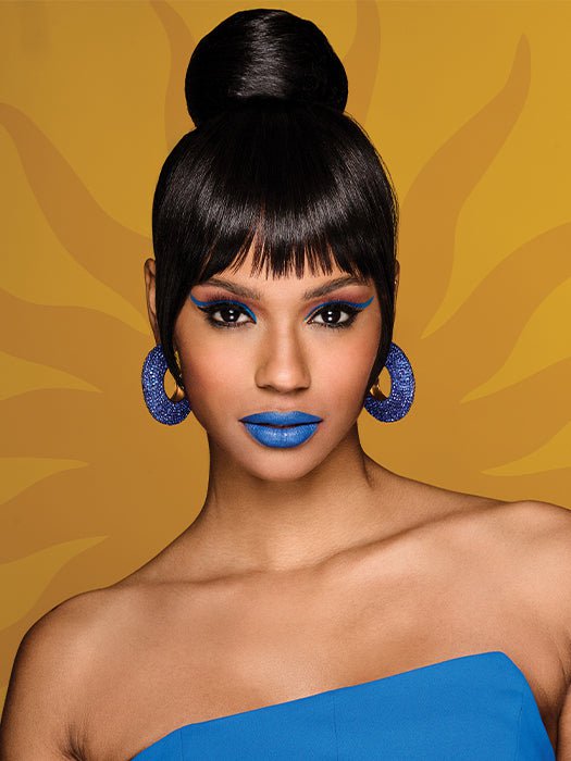 Sleek Style Bun & Bangs | Synthetic Hairpiece - Image 7