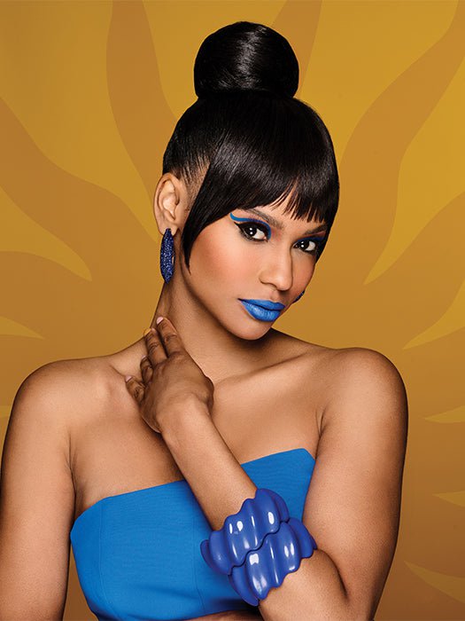 Sleek Style Bun & Bangs | Synthetic Hairpiece - Image 8